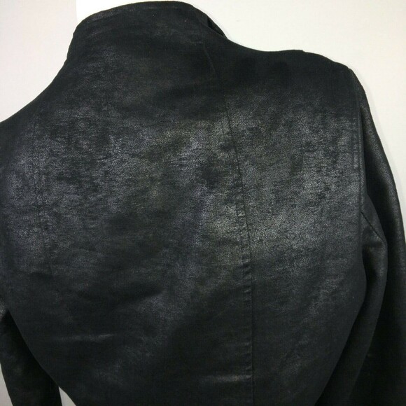 Calvin Klein Black Metallic Moto Micro Suede Jacket Motorcycle Zip Up Blazer S - Picture 5 of 9